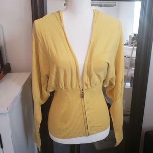 Guess yellow cardigan hoodie with balloon sleeves